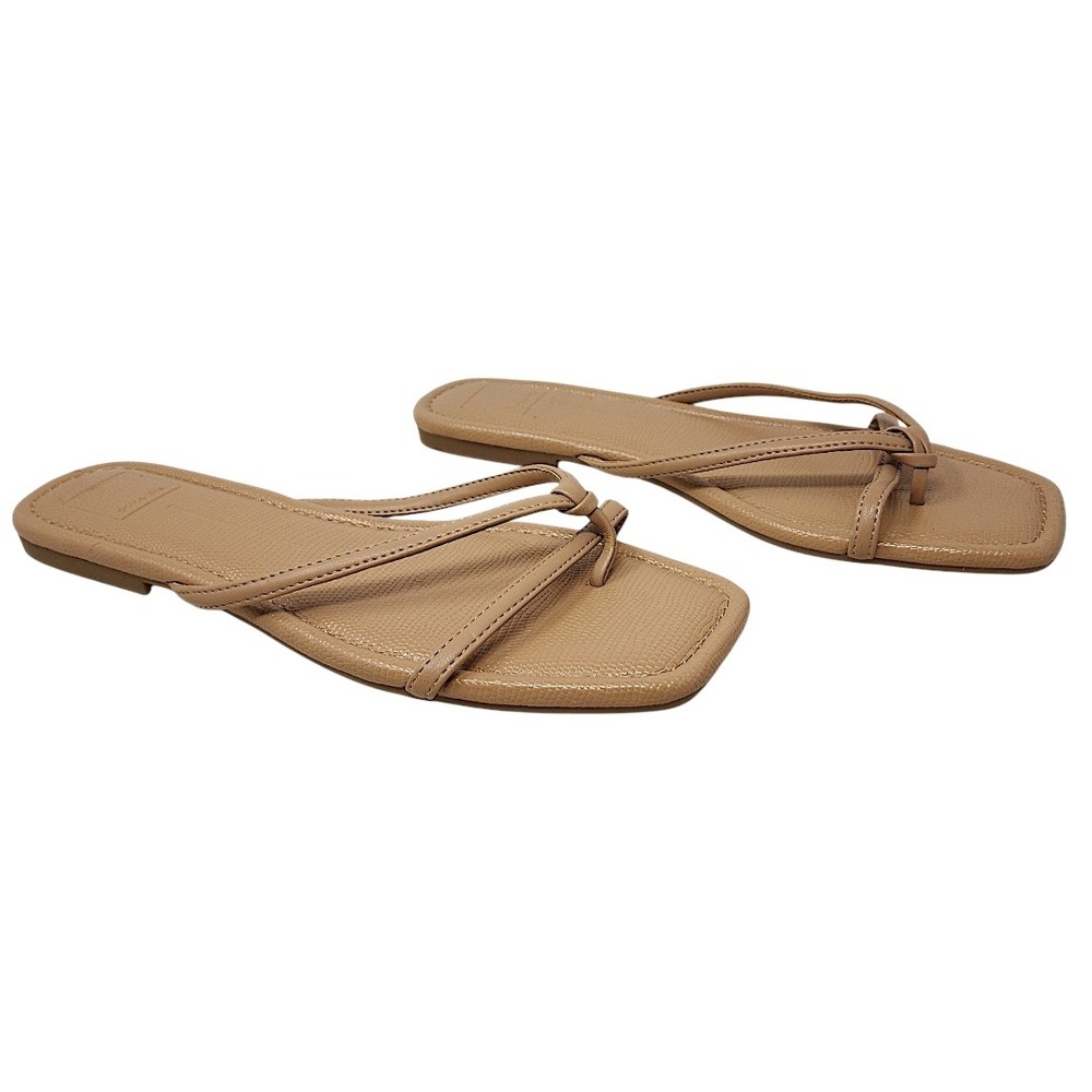 Dolce Vita Sandals 11 Wom Lucca Tan Flip Flop Thongs Strappy Flat Square Toe NEW
